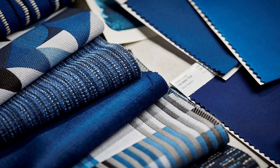 pantones classic blue through textiles