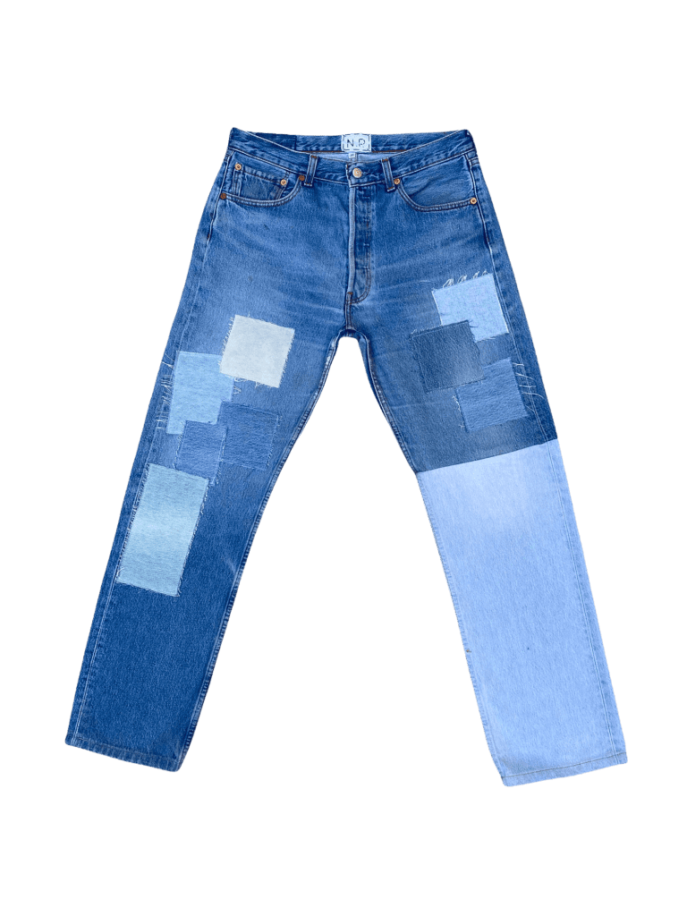 patched denim pants