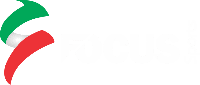 Focus Sports logo featuring a dynamic design with green, red, and white elements.